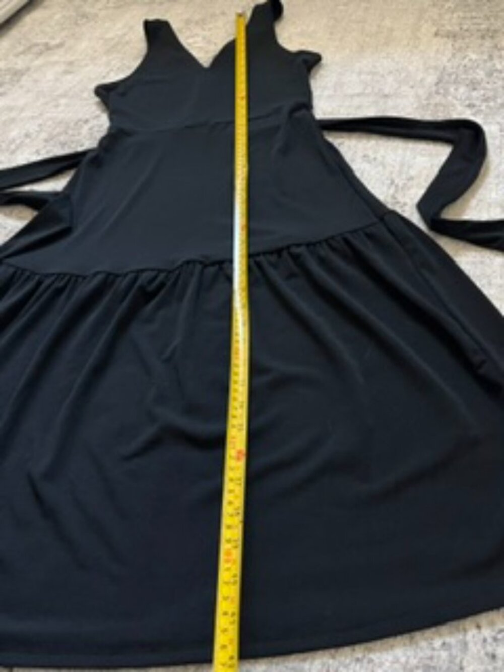 Banana Republic Black Tie Waist Sash Tiered Midi Dress Petite XS - Picture 4 of 7